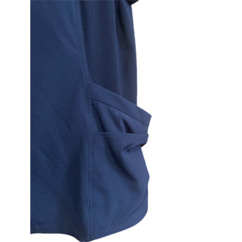 Med Couture Amp Scrub Top Womens M Navy Blue Excellent V-Neck Ribbed MC701 - Picture 2 of 10